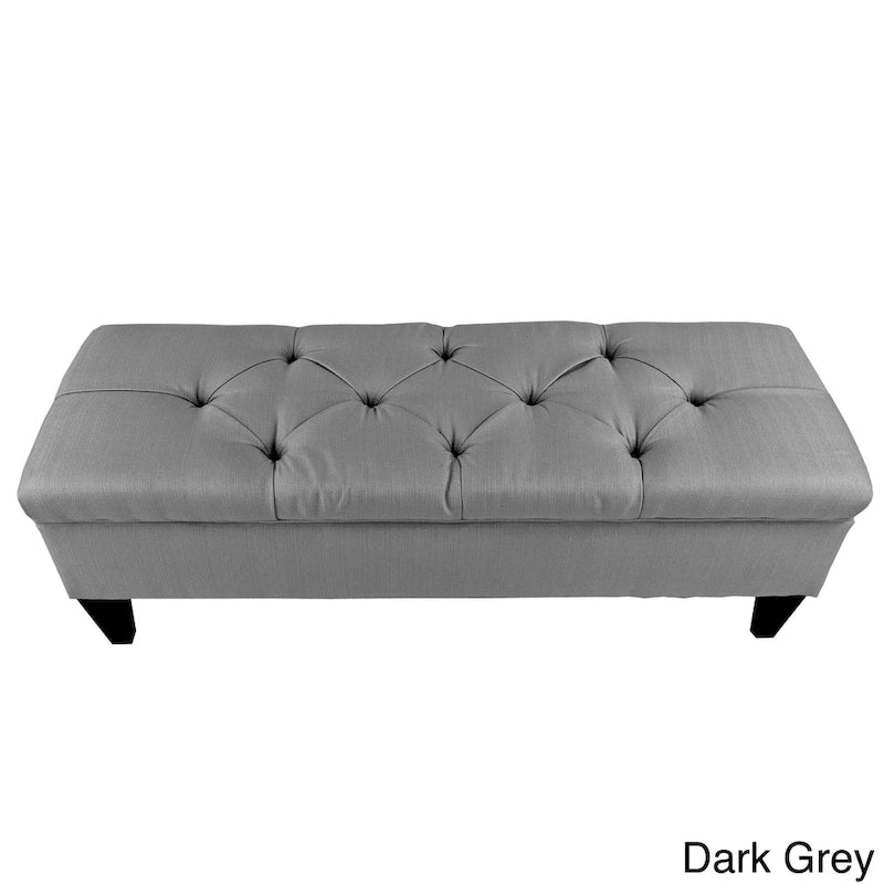 Tufted Upholstered Long Storage Bench Ottoman