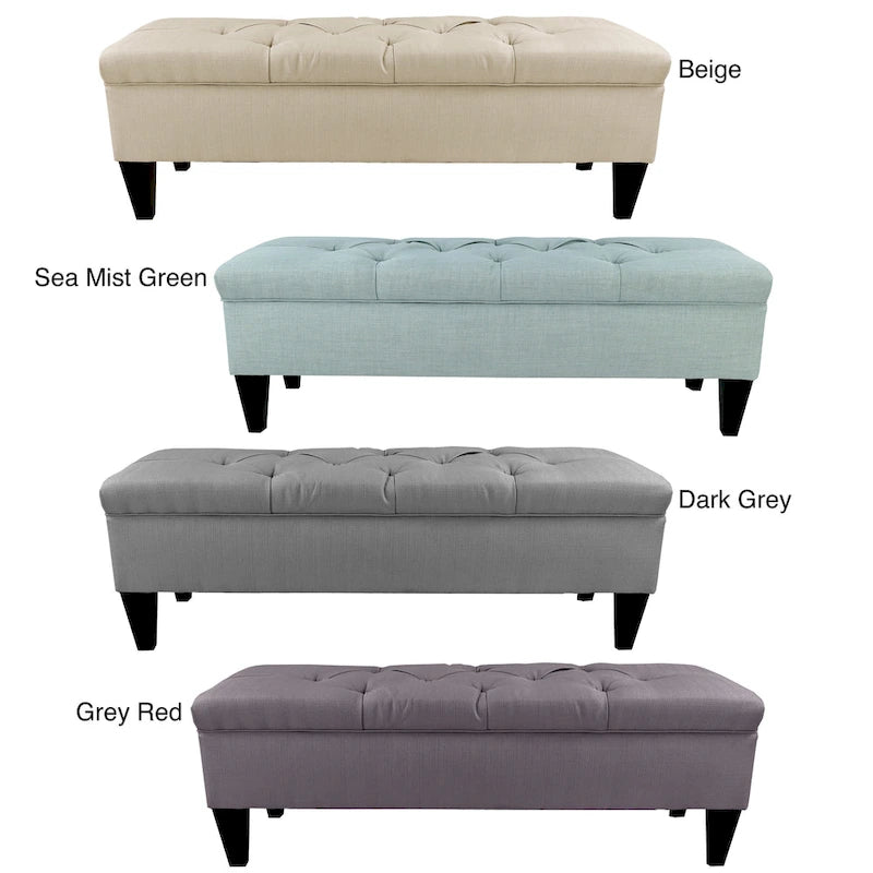 Tufted Upholstered Long Storage Bench Ottoman
