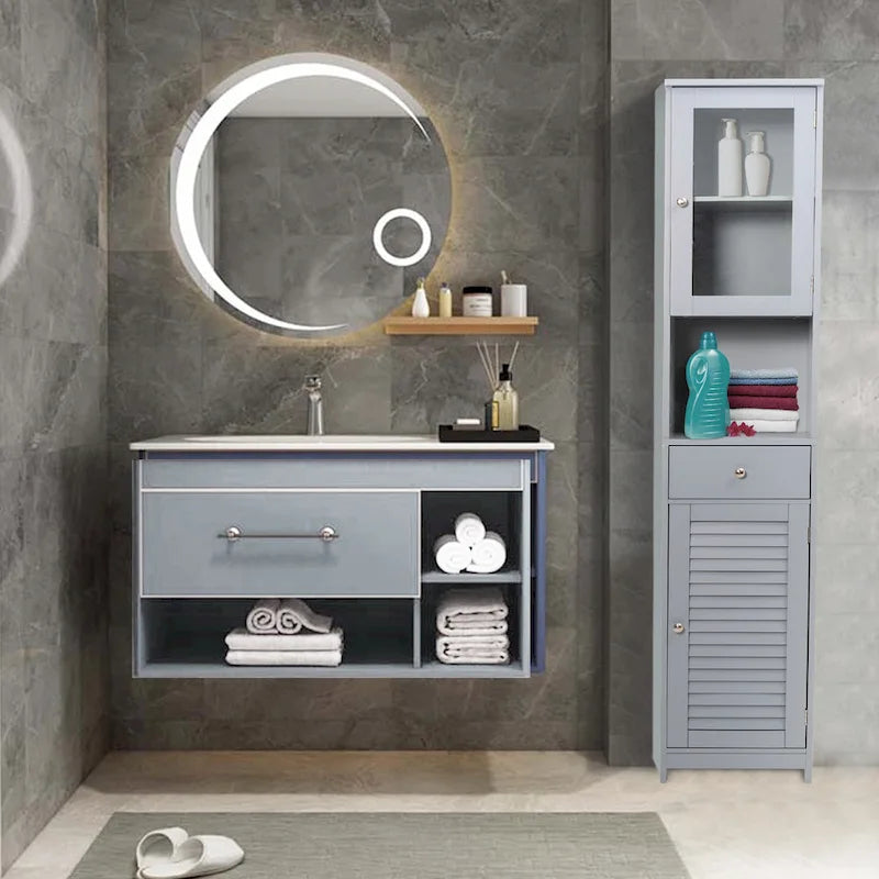 Mobile contenitore da bagno alto 70.9 in con 2 ante e 1 cassetto, colonna contenitore indipendente