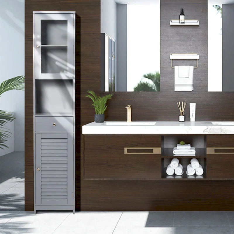 Mobile contenitore da bagno alto 70.9 in con 2 ante e 1 cassetto, colonna contenitore indipendente