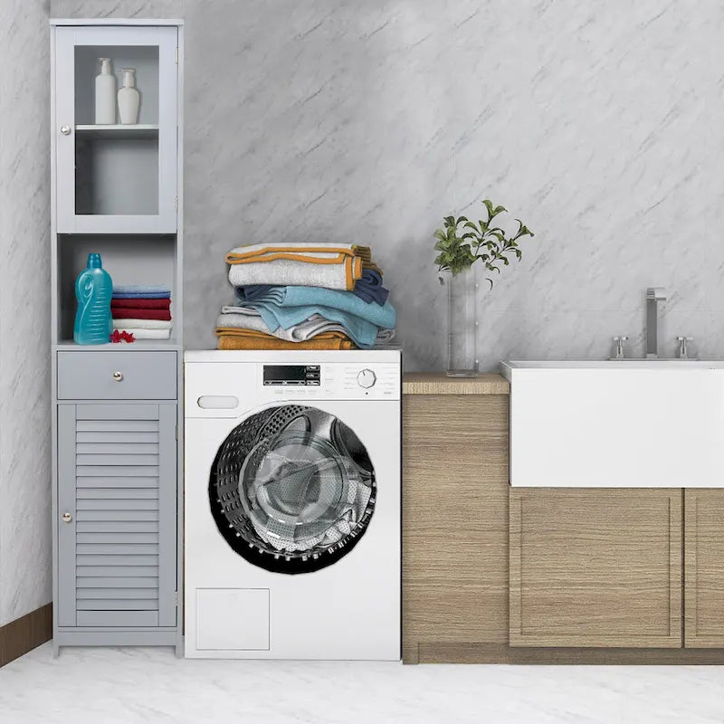 Mobile contenitore da bagno alto 70.9 in con 2 ante e 1 cassetto, colonna contenitore indipendente