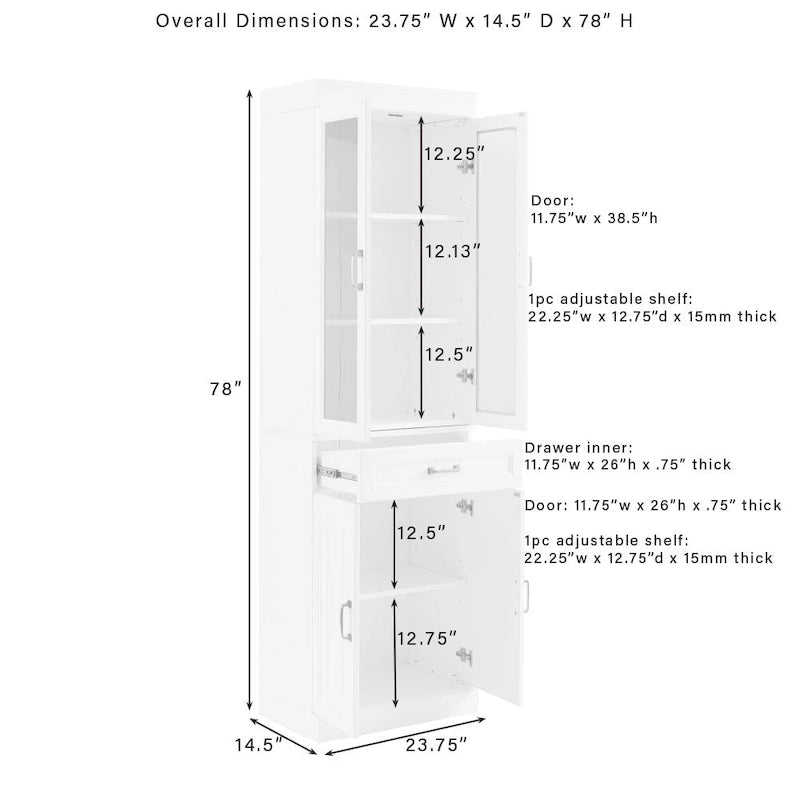Ντουλάπι τροφίμων με γυάλινη πόρτα - 14.5 in x 23.75 in x 78 in