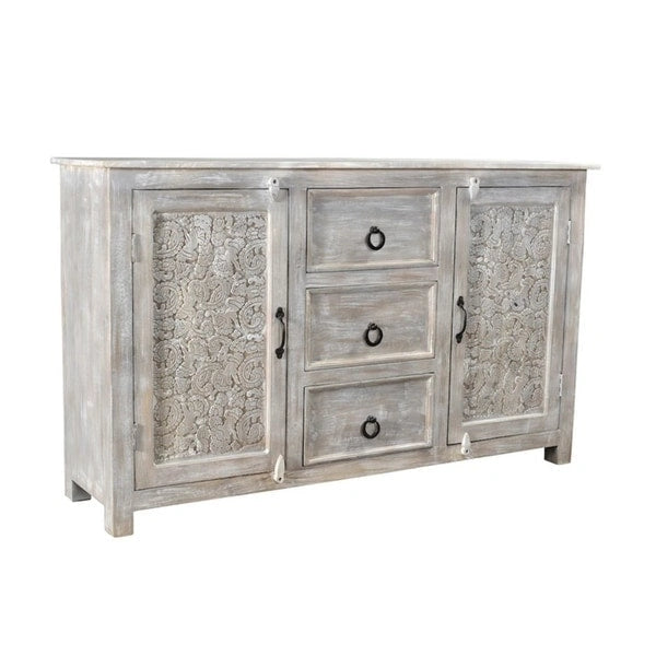 Handmade Antique Finish 2-door Sideboard Cabinet (India)
