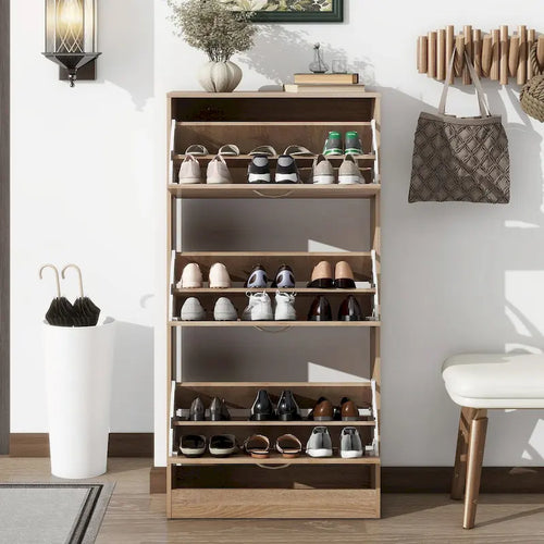 Schuhschrank mit 3 Schubladen und 3-stufigem Schuhregal aus Holz