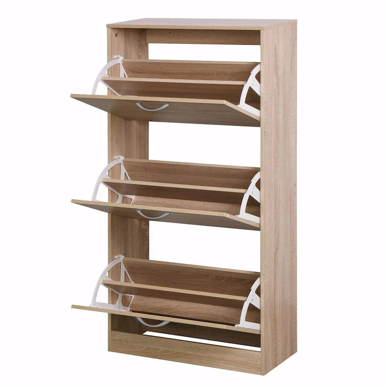 Scarpiera contenitore a 3 cassetti con scarpiera in legno a 3 ripiani
