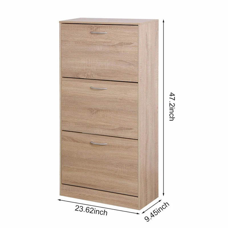 Scarpiera contenitore a 3 cassetti con scarpiera in legno a 3 ripiani