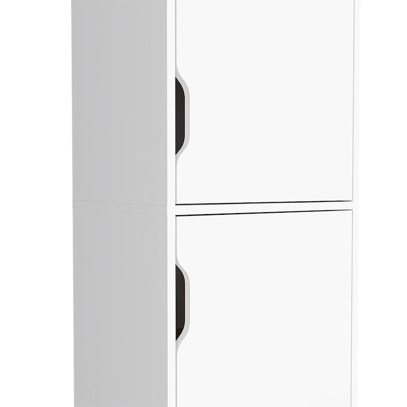 Dispensa da cucina singola, quattro ripiani, due ante, finitura rovere chiaro / bianco