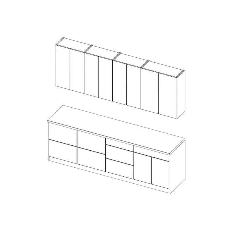 Base da cucina grigia, 102 in L x 24 in P