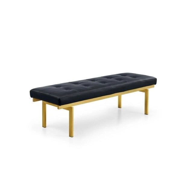 Lawncrest Goldtone Faux Leather/Metal Upholstered Bench