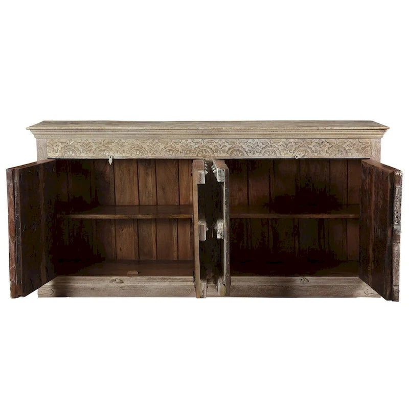 Credenza buffet in legno massello con 4 ante, 89 in