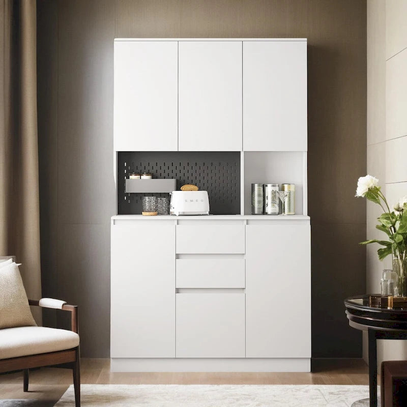 Dispensa da cucina indipendente da 74 in con 6 ante, 3 ripiani e 2 cassetti