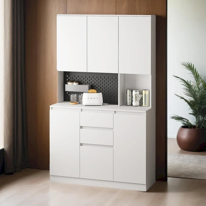 Dispensa da cucina indipendente da 74 in con 6 ante, 3 ripiani e 2 cassetti