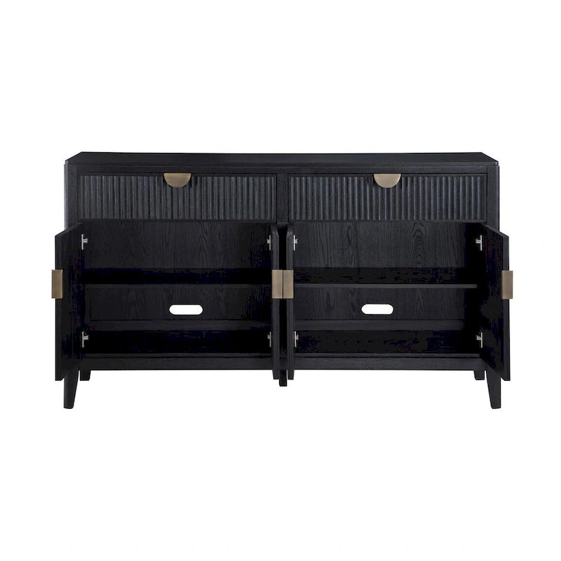 Credenza nera a 2 cassetti