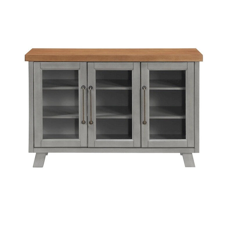 Credenza in legno con ante in vetro e ripiani per sala da pranzo