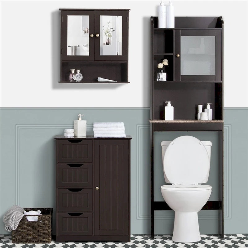 Mobiletto da pavimento per bagno con 4 cassetti e vano contenitore