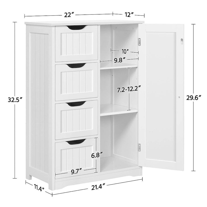 Mobiletto da bagno in legno a 4 livelli per bagno e cucina