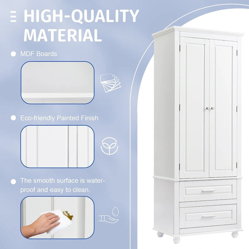 Mobile contenitore alto con due cassetti per bagno o ufficio, 24 in L x 62.5 in H